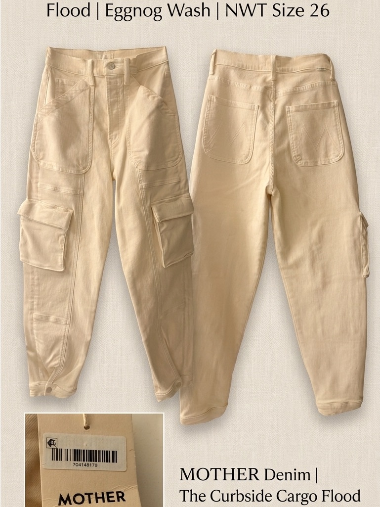 Mother 'The Curbside Cargo Flood' Jeans Size 26 Nwt Eggnog Wash